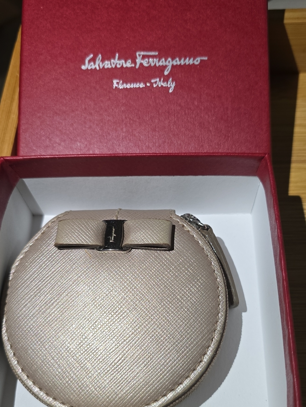 Salvatore Ferragamo Zip Around Coin Pouch W Box